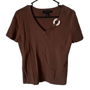 Pre Owned Women’s Cable & Gauge V Neck Blouse Shirt Sz Lg Fashionable Comfort